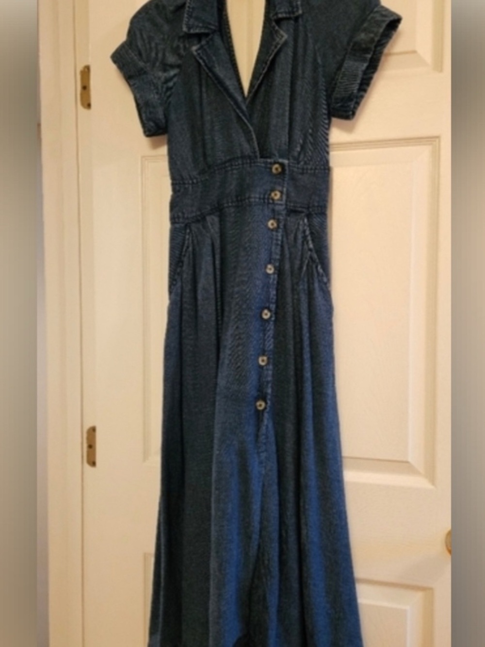 Anthropologie Denim Blue Maeve Button-Front Dress
